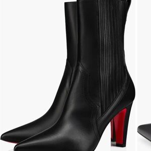 Christian Louboutin Black and Red Heeled Boots Santiag